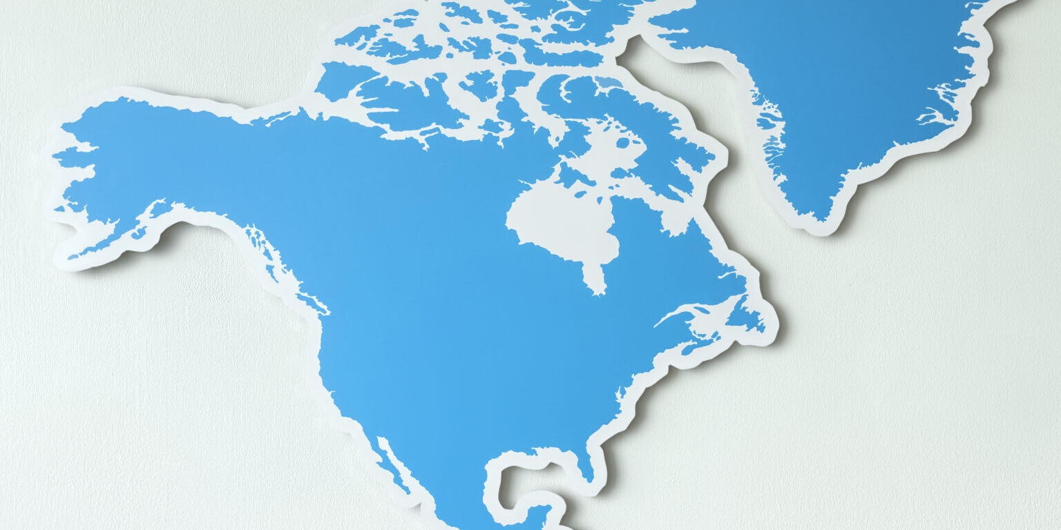 Blank map of North America